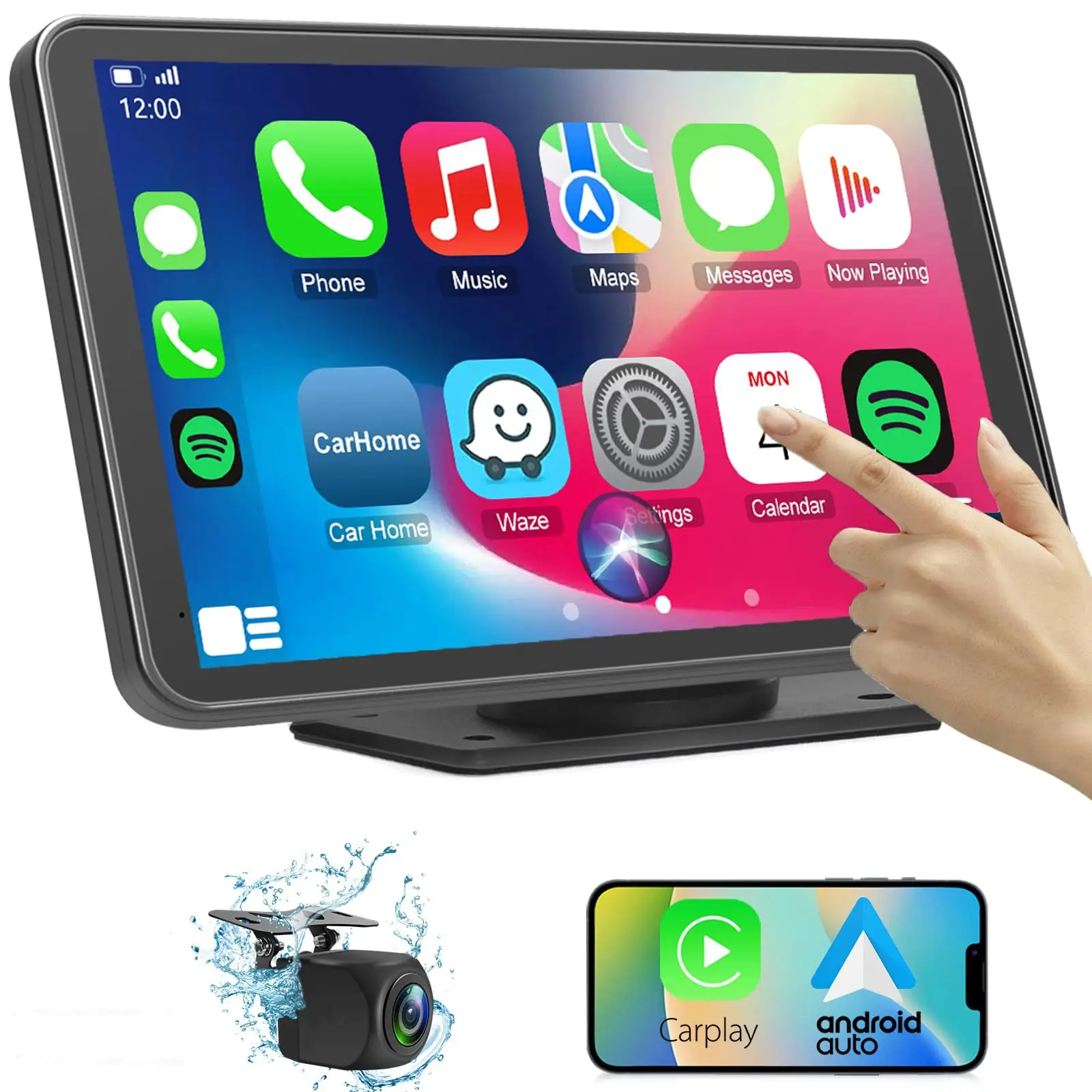 【PASLDA】2025 Portable Carplay Screen for Car,Car Play Screen,wireless carplay adapter,carplay pantalla