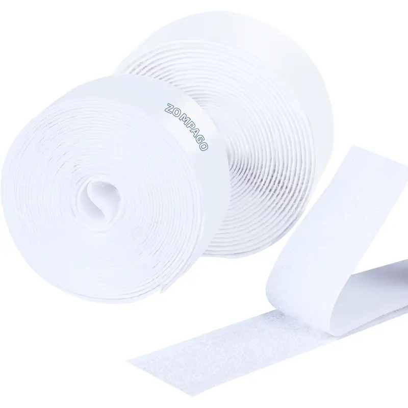 Heavy Duty Hook and Loop Tape with Strong Adhesive - 9.84FT x 1in White Velcro Strips, Self-Adhesive Fasteners for Wall Hanging, Carpet Fixing, Bedding & Crafts (1 Hook Roll + 1 Loop Roll)