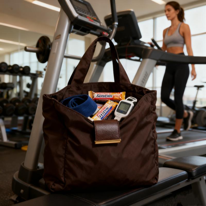 Keychain Tote Espresso Stylish Functional Tote Bag with Keychain Attachment for Everyday Use Portable and Fashionable Folding Shopping Bag