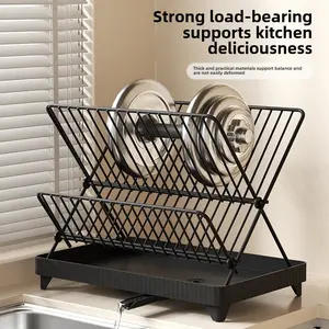 Kitchen Foldable Dish Rack, Countertop Draining Rack, Multifunctional Self-Unloading Water Storage Rack Organiser trinket tray burberry perfume organizer