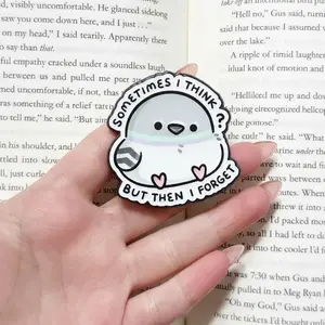 Sometimes I Think But Then I Forget Phone Holder - Funny Pigeon Aesthetic Expanding Grip - Cute Relatable Bird Accessory for Smartphones - Unique Humor Gift for Students and Teens