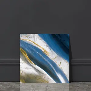 Instant Peel-Off Marble Wallpaper Sticker, 24/50 Sheets, 11.8x11.8 Inches, Blue Gold, Waterproof, Kitchen Bathroom Living Room Decor, Decorative Wallpaper