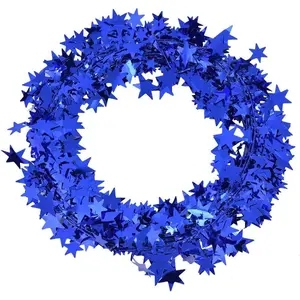 Wire Garland, 25 Ft Star Tinsel Garland Wedding Party Decoration for Christmas Tree, Home, Birthday, Festive Ornament (Blue)