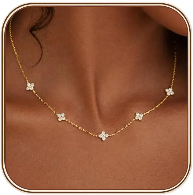 Rotunoe Layered Choker Necklace for Women, Minimalist Chic Heart & Butterfly Alloy Metal Jewelry with Cubic Zirconia and Adjustable Chain, Female Wear, Weddings, One-Piece