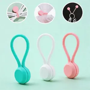 3pcs Silicone Magnetic Cable Ties Clips, Mixed Color Cord Organizer, Durable & Reusable, Perfect for Home Office Use, Organize Cables Efficiently, Cord Holder