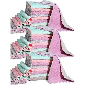 32 Pack Coral Velvet Kitchen Cleaning Cloths, Super Absorbent Microfiber, Non-Stick for Glass and Dishes, Lifetime Guarantee - Household