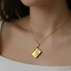 Boujee Gifts for Women Openable Flip Engravable Book Necklace, My Little Star, Gift for Daughter & Mom, Western Style Temperament Clavicle Chain men
