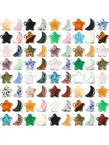 Mixed Color Star & Moon Shaped Natural Stone Decoration, DIY Jewelry Making Supplies for Necklace & Bracelet, Jewelry Making Accessories