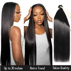[Opening Sale] Ashine Straight Hair Bundles Brazilian Virgin Black Natural Hair Bundles Luxury Salon Quality 100% Human Hair Wigs Can be Curled luxury extensions