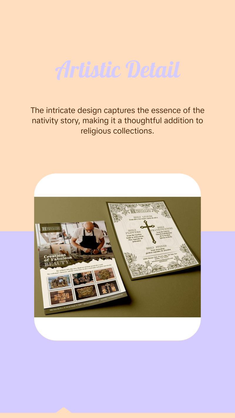 Olive Wood Nativity Scene Grotto and Church Decor Religious Handcrafted by Bethlehem Artisans 13x11CM Ornaments Wooden