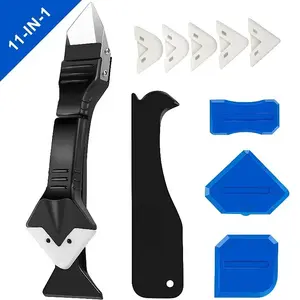 11-Piece Silicone Caulking Tool Set, 3-in-1 Caulk Removal Tool (Stainless Steel Tip) and Caulk Scraper, Suitable for Kitchen/Bathroom/Window Caulk Removal