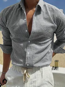 Men's Long Sleeve Striped Shirt with Loose Fit, Stylish & Comfortable Casual Wear for All Seasons, Ideal for Outdoor Activities