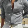 Men's Stylish Long Sleeve Striped Shirt, Loose Fit Comfortable Casual Button Front Shirts for All Seasons, Ideal for Outdoor Activities, Casual Fashion Shirt