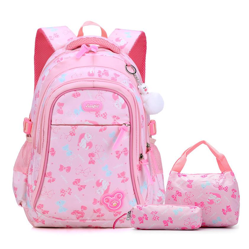 Cartoon Print Backpack Set 3 Piece School Bag with Lunch Bag and Pencil Case Casual Outdoor Backpack Set
