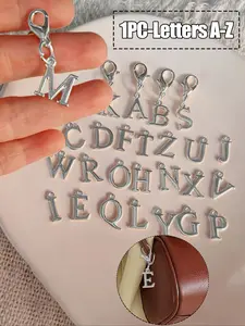 Elegant Silver Color Letter Keychain, Zinc Alloy Durable Key Ring with Lobster Clasp, Perfect for Vacation, Dating, Beach, Shopping, Commuting