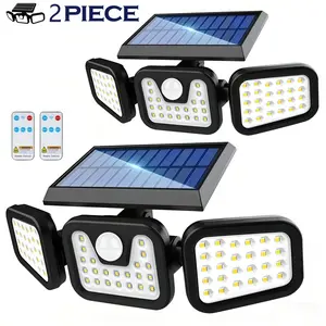 (2 Packs) Solar Outdoor Lights 2500LM 210LED SecurityLights,3 Heads Dimmable SpotLights with 3Modes,IP65 Waterproof, Outdoor Lighting Modern, Solar Flood Lights