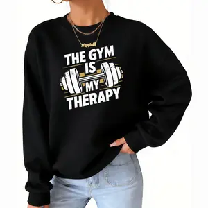 Women’s Weightlifting Workout Sweatshirt – Oversized Long Sleeve with Funny Gym Quote