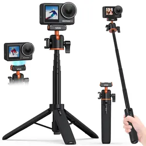 VRIG 21" Magnetic Quick Release Tripod for DJI Osmo Action 3/4/5 Pro AC-40 Extendable Camera Tripod with 360° Ball Head & Cold Shoe 2-in-1 Selfie Stick + Tripod