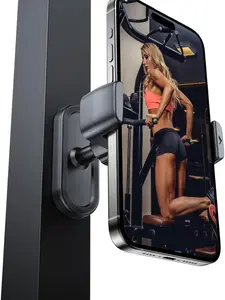 360 Adjustable, Portable Magnet Phone Holder for Gym Workout Record, Gym Accessories Essentials Fitness Gifts for Women Men, Compatible with iPhone 16/15/14/13/12