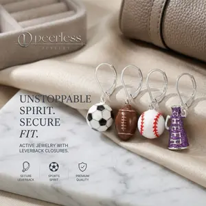 ️️ Calling all sports fans & game day girlies! These adorable sport earrings: soccer, football, baseball, or cheer cone? Which pair for the next game? Show your team spirit the cutest way!  #SportyEarrings #GameDayStyle
