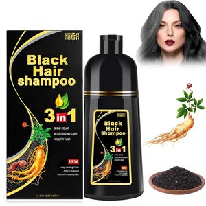 3 in 1 Hair Dye Shampoo - Can cover gray hairs,Herbal Ingredients,Contains Ginseng Extract,Natural Haircoloring, black hairdye