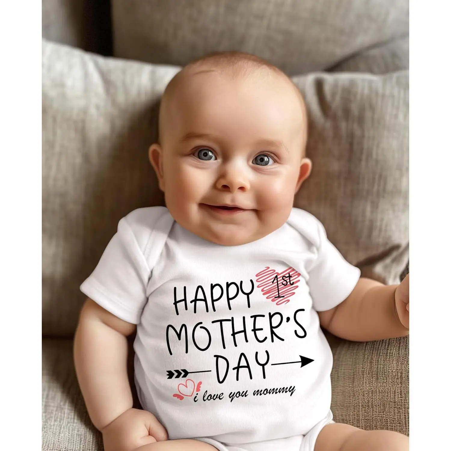 100% Cotton Soft Short Sleeve Infant Bodysuit with Happy 1st Father's Day Graphic, Snap Closure, Infant Toddler Clothes for 0-24 Months Boys, Baby Boys Clothing