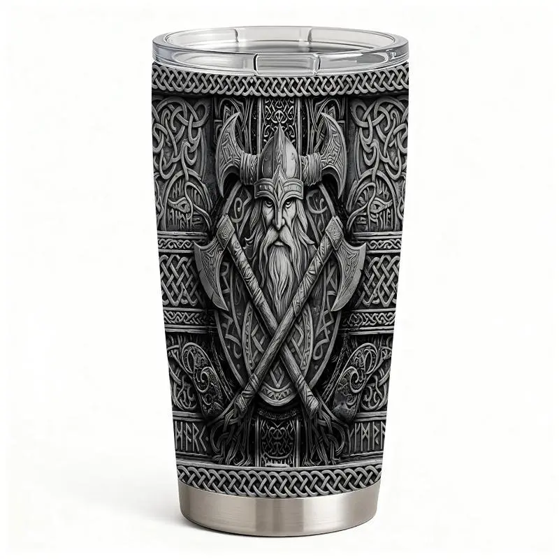 20oz Viking Odin Norse Mythology Stainless Steel Tumbler， Tumbler with Lid Double Wall Vacuum Insulated Travel Mug