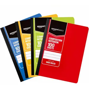 Basics Wide Ruled Composition Notebook, 100 Sheet, Assorted Solid Colors, 4Pack