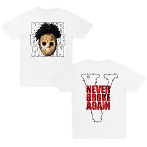 NEVERBROKEAGAIN VLONE HAUNTED TEE, Men's Regular Fit Letter Graphic Round Neck Tee, Street Fashion Streetwear Short Sleeve T-shirt for Summer Outdoor Wear, Graphic Tees, Comfy Men's Top for Daily Wear