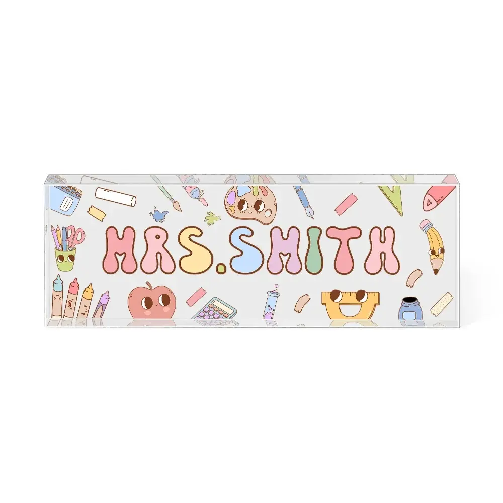 Personalized Cute Study Tools Teacher Name Sign Desk Decoration Appreciation Back To School Gift for Teacher