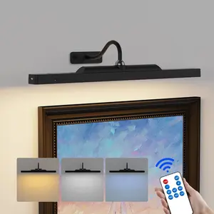 Dimmable Cordless Picture Light with Controller and Timer, Rechargeable 5000mAh  Wall Sconce for Wall Pictures, 16in Wall Light for Gallery Artwork, Paintings, Phote, Portraits - Black
