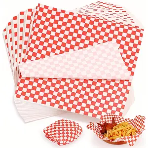 120PCS Deli Paper Sheets 12x12", Red Checkered Wax Paper for Food Wrapping, Grease Resistant Sandwich Wrap Parchment Liners, Disposable Food Basket Liners for Burgers, Parties, Fairs & Picnic Use