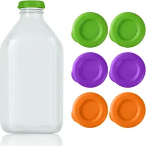 Milk Bottle Caps,48mm Diameter Glass Jug Replacement  Fit Stanpac &  & Stock Your  & The Dairy Shoppe, and Airtight Bottle Caps(6 Pack) (Three colours)
