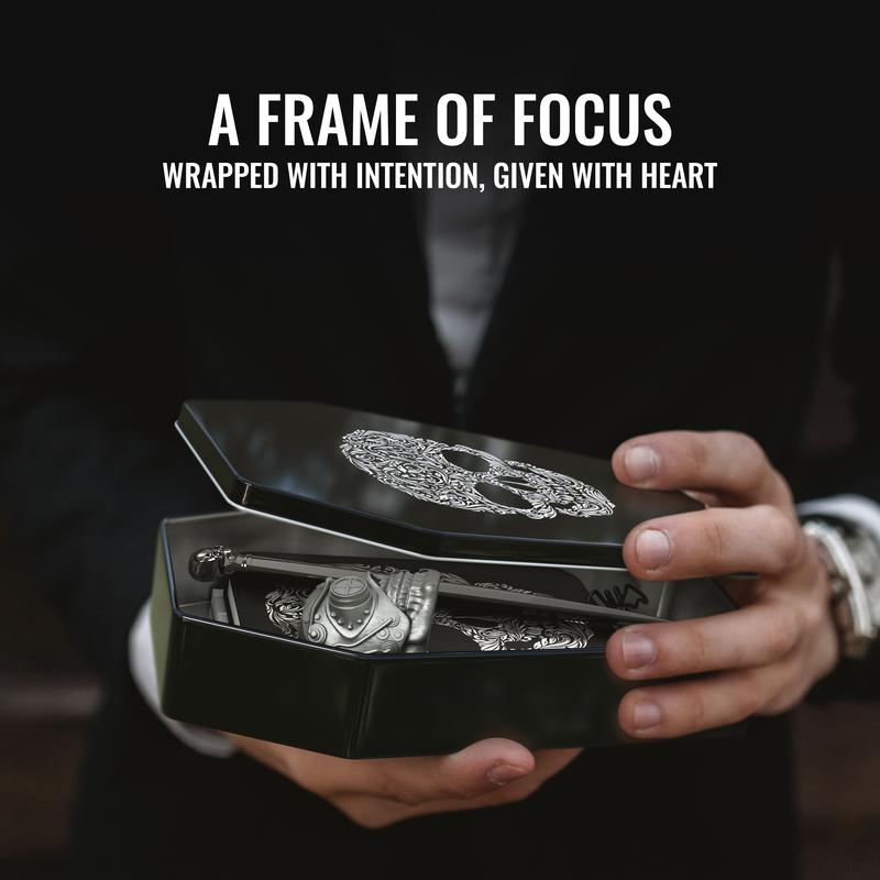 Gothic Skull Stationery Gift Set – Coffin Box with Journal, Pen, Sticky Notes, Magnet, Paper Clips & Gift Card