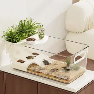 Transparent Turtle Aquarium Basking Platform and Slope, Multi-Functional Reptile Enclosure for Turtles/frogs/shrimp, Ideal Gift for Kids and Reptile Lovers