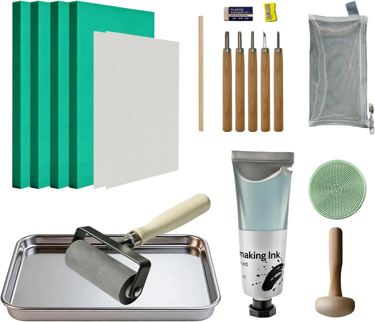 Linocut Kit for Printmaking,Stamp Making Kit, Linoleum Blocks Carving Tools,Includes Inks, Brayer,Linoleum Blocks,Carving Tools,Ink Plate,Ideal Gift for Artists, Crafters & Beginners
