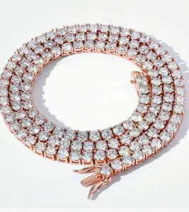 3MM 925S & VVS MOISSANITE TENNIS CHAIN ROSEGOLD