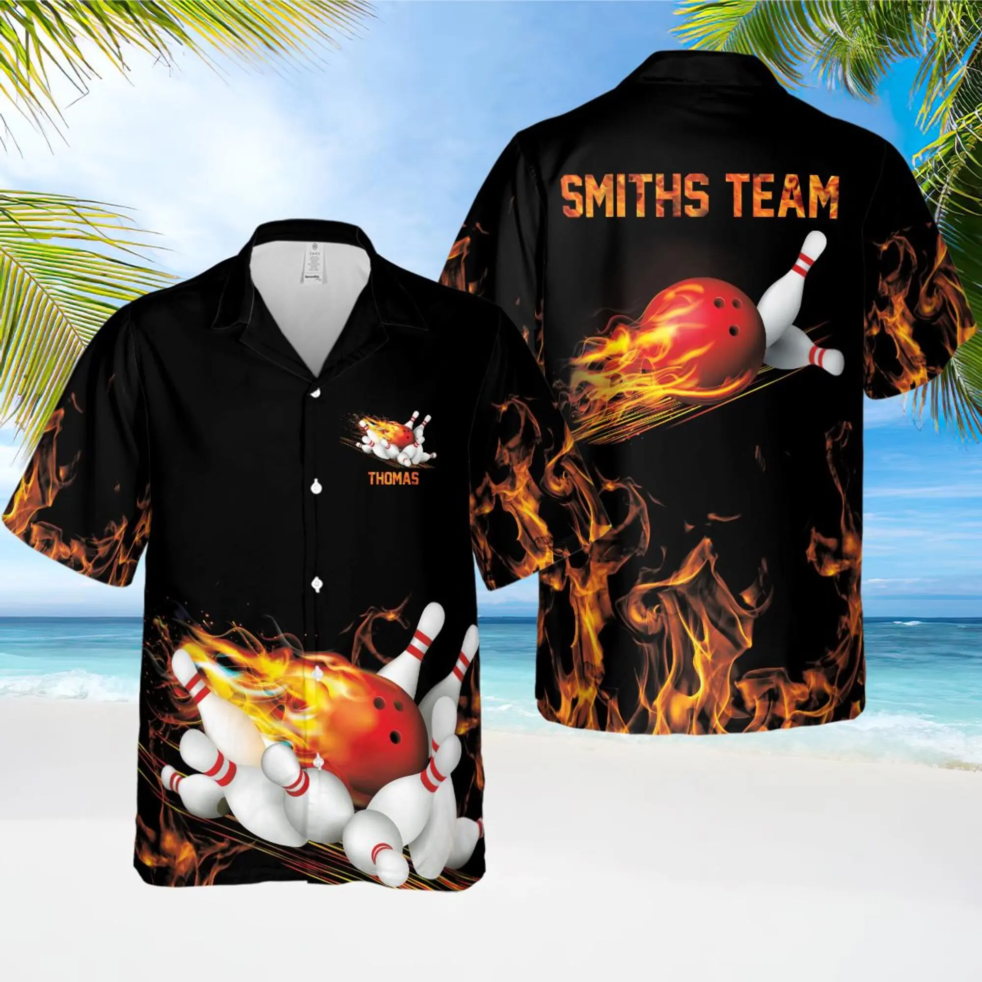 Personalized Bowling Hawaiian Shirt, Custom Button Down Shirt, Bowler Shirts, Retro Bowling Shirt Custom, Bowling Team Shirt, Bowling Gifts