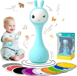 Alilo Smarty Bunny Cute Baby Rattle Musical Light-Up Toy for 0-24 Months, 5 Music Modes, Color Recognition, Safe Silicone - Best Infant Gift, Educational Musical Toy