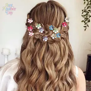 60Pcs Mini Flower Hair Clips, Small Floral Beaded Hair Pins, Cute Bead Clips for Braids, Princess Updo & Bridal Hair Accessories