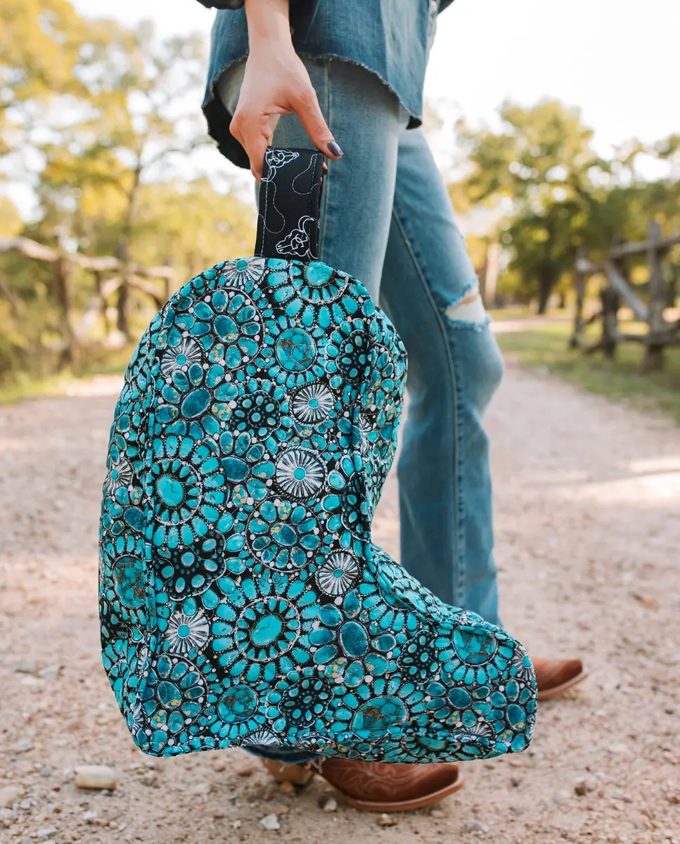 Turquoise Gem Medallion Boot Bag