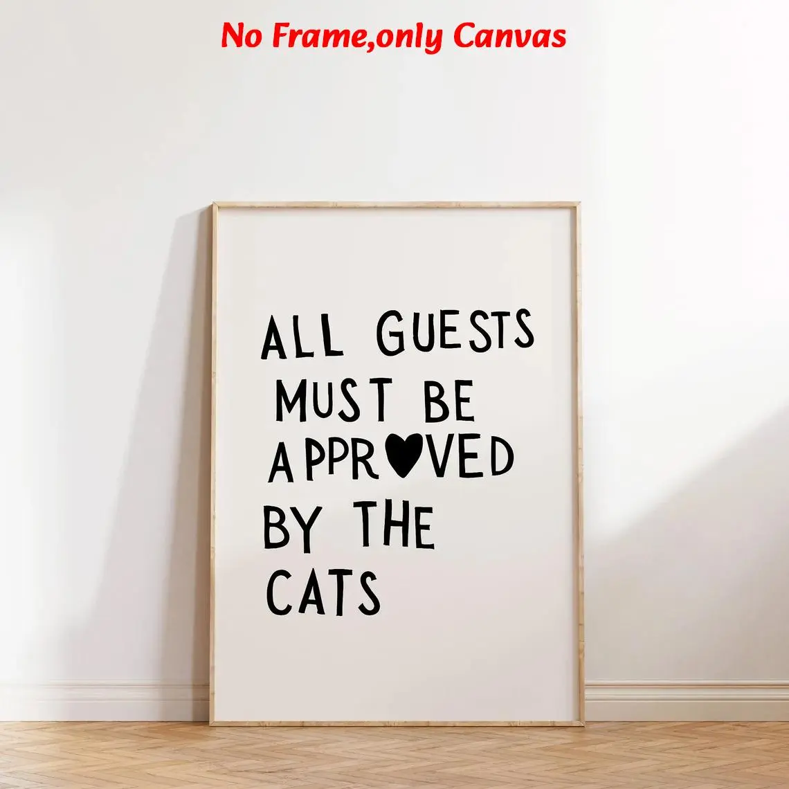 1 pc, wall art, Unframed wall art, animal poster, funny cat print, heart shaped decoration, cat owner gift, kitten poster, cat wall art, heart shaped typography poster, living/dining room decoration, frameless, Modern Home Decor