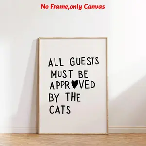 1 pc, wall art, animal poster, funny cat print simple, heart shaped decoration, cat owner gift, kitten poster, stylish cat wall art, heart shaped typography poster, living room decoration, dining room decoration, frameless, Modern Home Decor