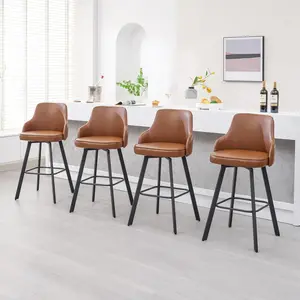FIRAVOE Bar Stools Set , 30" Swivel Barstools with High Back & Footrest, Faux Leather Kitchen Bar ,Chair for Bar, Kitchen, Dining Room