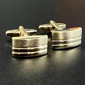 MENDEPOT Brushed Gold Plated Rectangular Cufflinks Men Birthday Wedding Gift