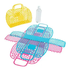 11 3/4" x 11" Large Jelly Plastic Beach Totes - 6 Pc.