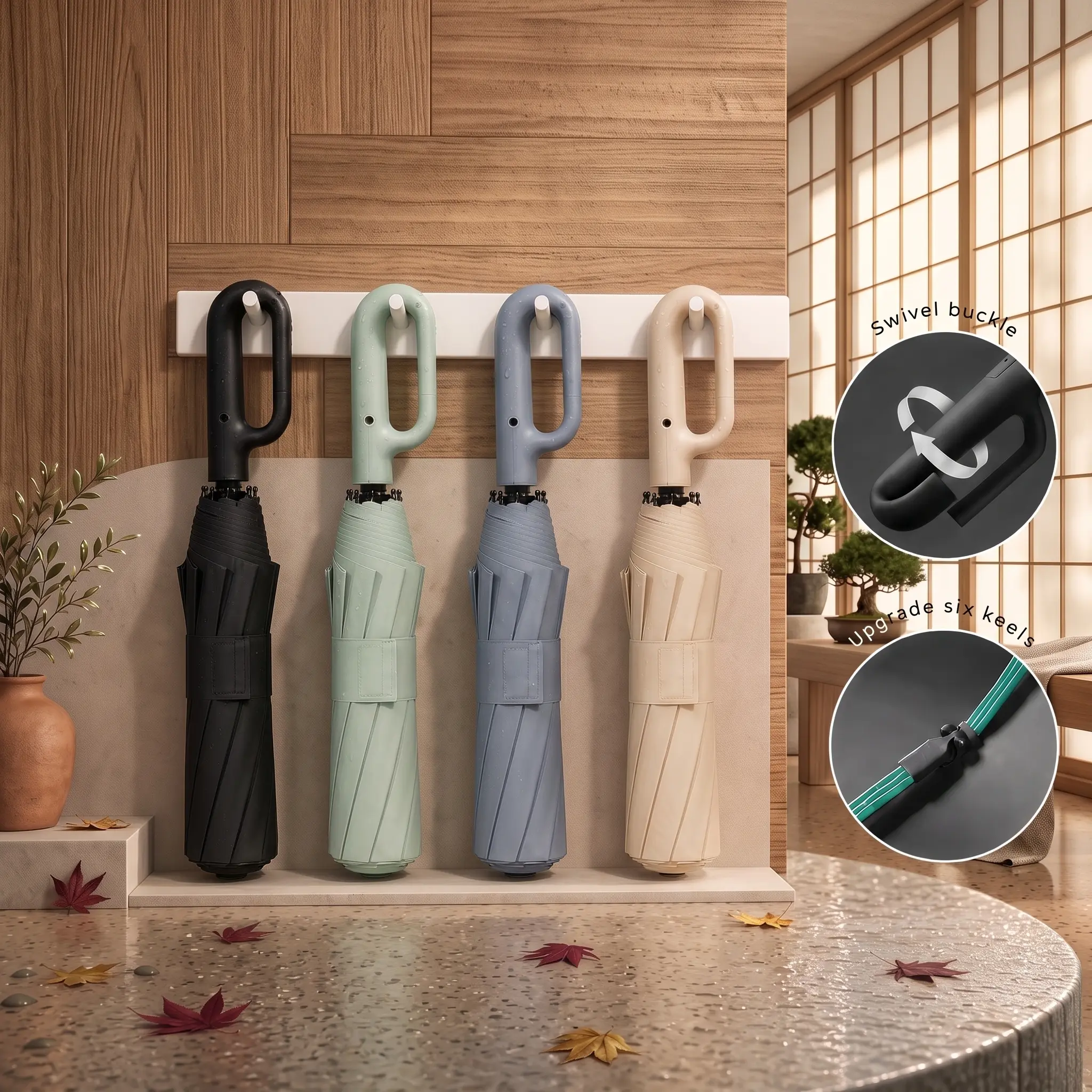 Automatic Open & Close Folding Umbrella, Reinforced 3+3 Frame, Waterproof Windproof Sun Protection, Lightweight Portable Umbrella for Men & Women, Rain & Shine, Earth Day, Valentines Day, Mother's Day