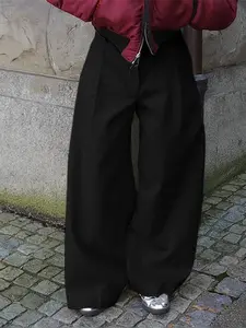 INCERUN  Men's Fashion Casual Long Pants, Solid Color Plain Loose Fit Cargo Pants, Menswear, Perfect for Daily Wear,