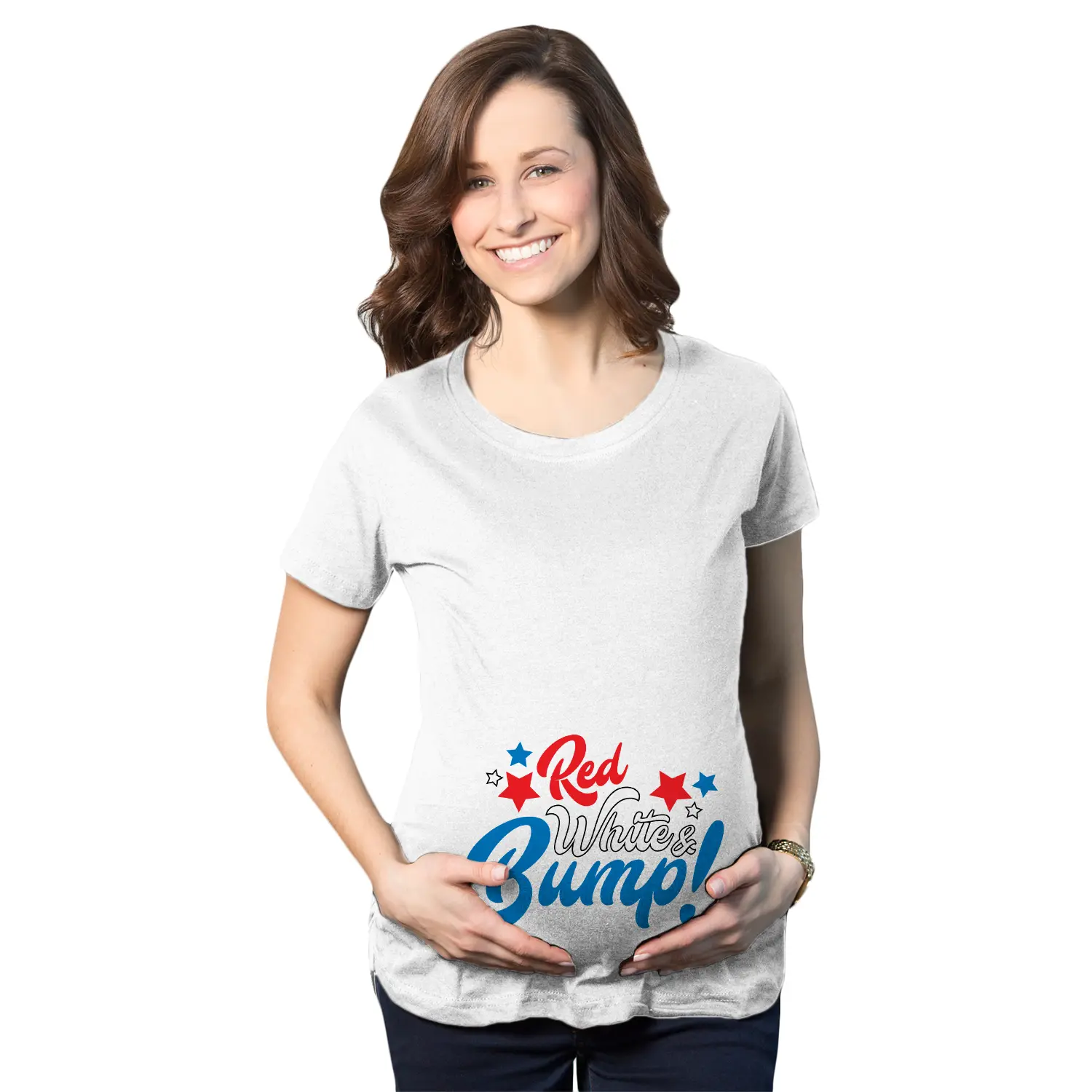 Maternity Red White and Bump Funny T shirts Announce Pregnancy Cute T shirt Funny Graphic Maternity Tee Cute Pregnancy Tees With Plus Sizes Pregnant Patriotic Maternity Wear Maternity Shirts White