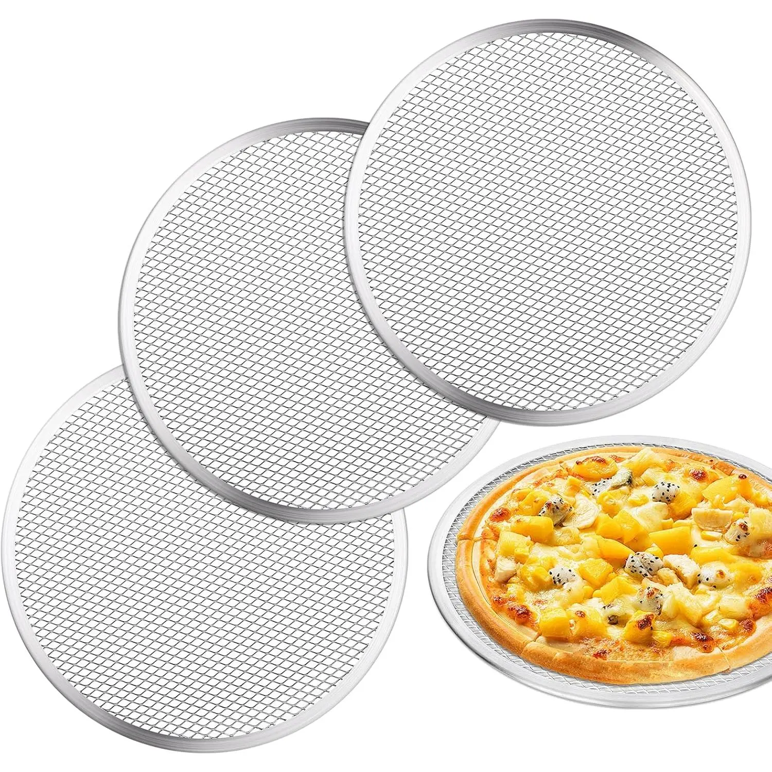 3 Pcs Pizza Screen, 10 Inch Pizza Pan for Oven, Nonstick Pizza Tray for Oven, Dishwasher Safe & Microwave Safe (10inch)